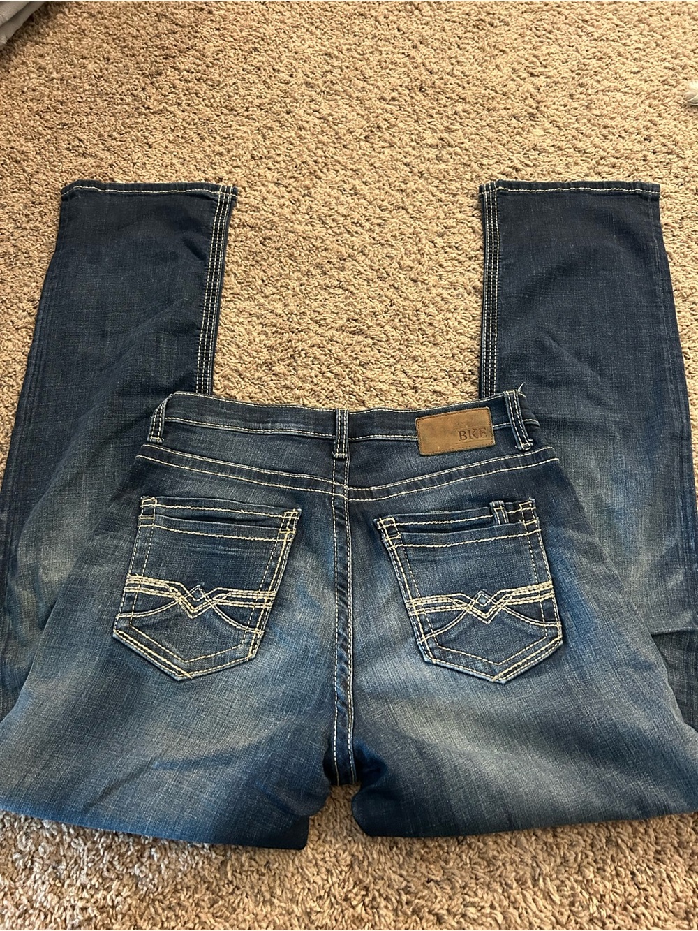 BKE Tyler straight legs men’s 32L dark wash blue jeans denim